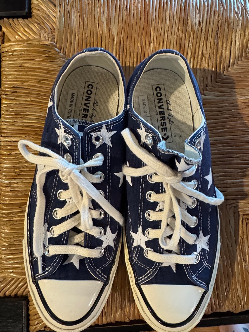 Converse Chuck Taylor’s Navy Star Print Low-Top Sneakers with White Accents